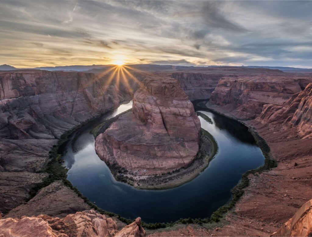 Top view of an open dam filled with water